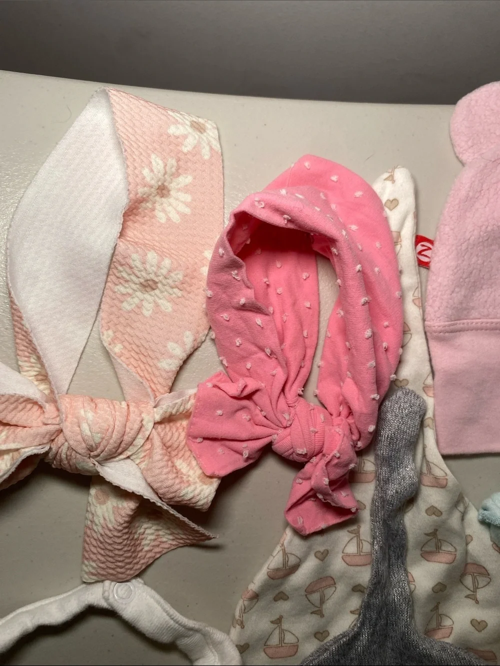 Mix Brands Baby Girls Hat & Bib Accessory Set - Pink, Gray, Mint, Cream, White